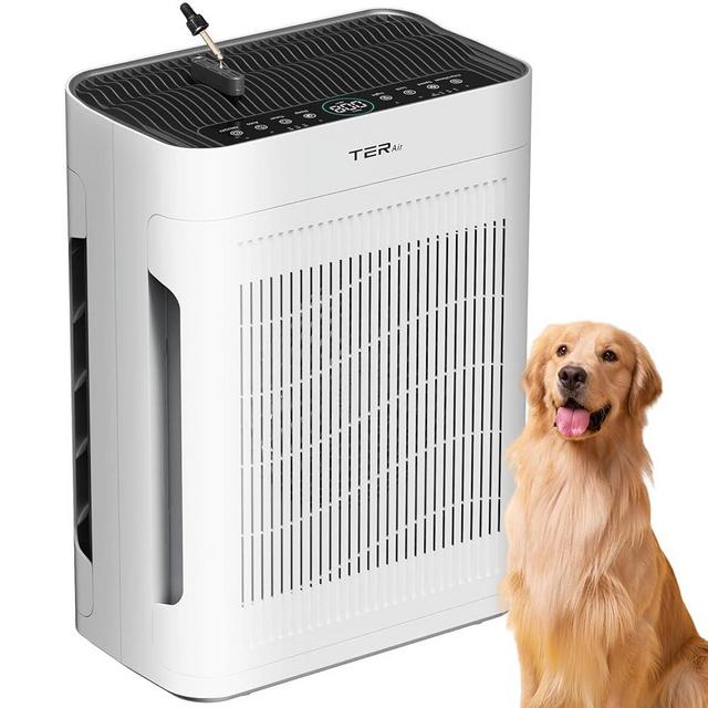Air Purifier for Home Large Room Bedroom Up to 3000 Sq Ft with Washable Filters, H13 Hepa Double-Sided Air Filter Purifier PM 2.5 Sensor, Air Cleaner for Dust, Pets, Smoke, Pollon 22dB (White)