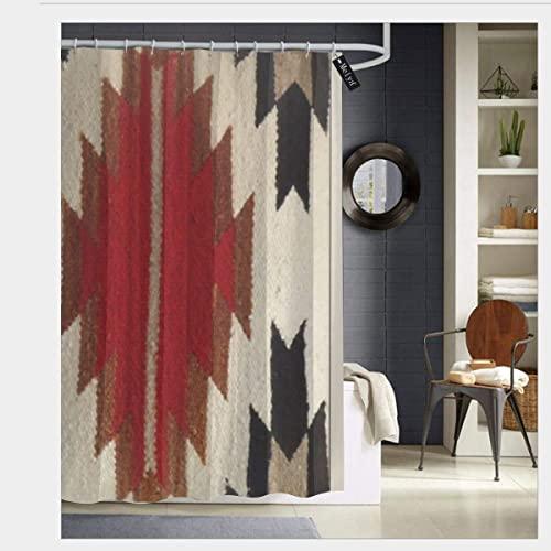 Kuloe Tribal Native American Red Hue Print Shower Curtain Modern Bathroom Home Decor Curtain with Hooks,72"×72"