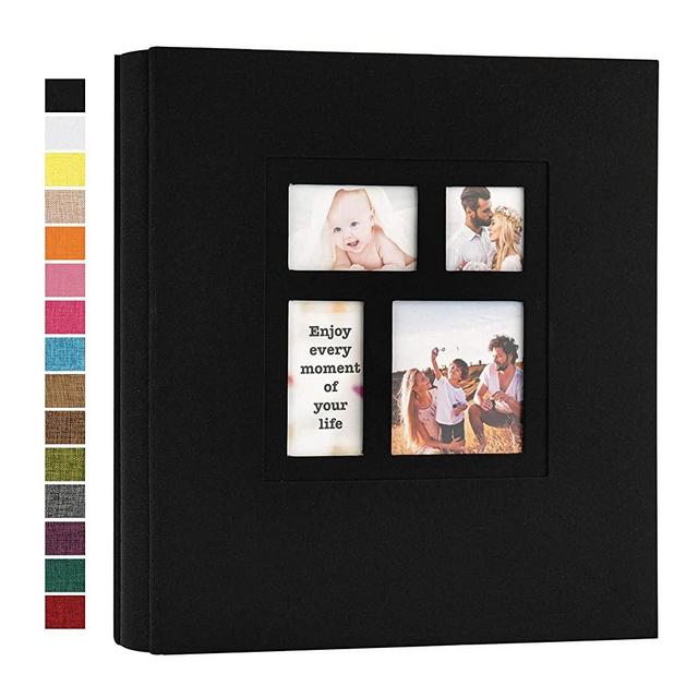 potricher Photo Album 4x6 600 Photos Linen Hardcover Large Capacity for Family Wedding Anniversary Baby Vacation (Black, 600 Pockets)