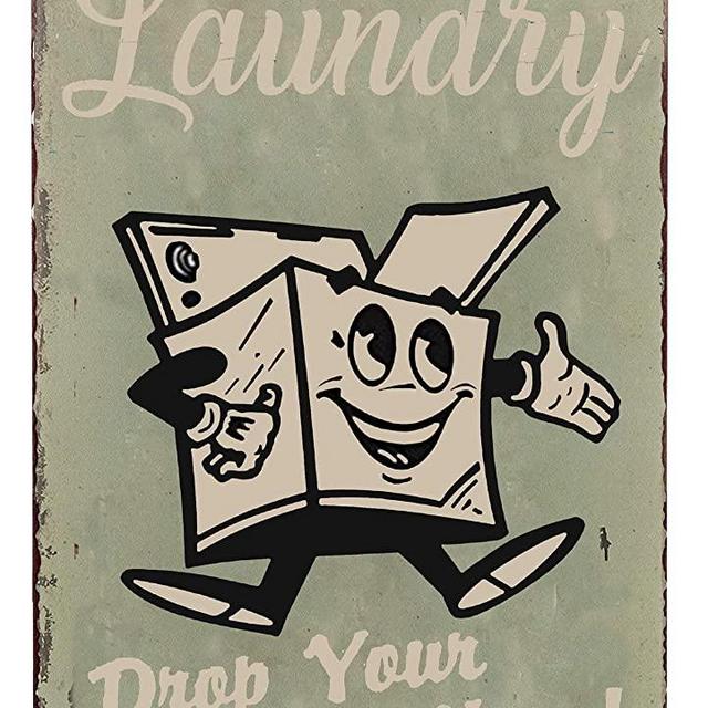 PXIYOU Laundry Drop Your Pants Here Vintage Retro Metal Sign Home Bathroom Laundry Decor Wash Room Signs 8X12Inch