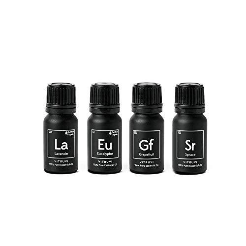 Vitruvi Essentials kit Essential Oil Starter kit, Lavender, Eucalyptus, Grapefruit, Spruce, 4X 10ml Bottles, 4 Count
