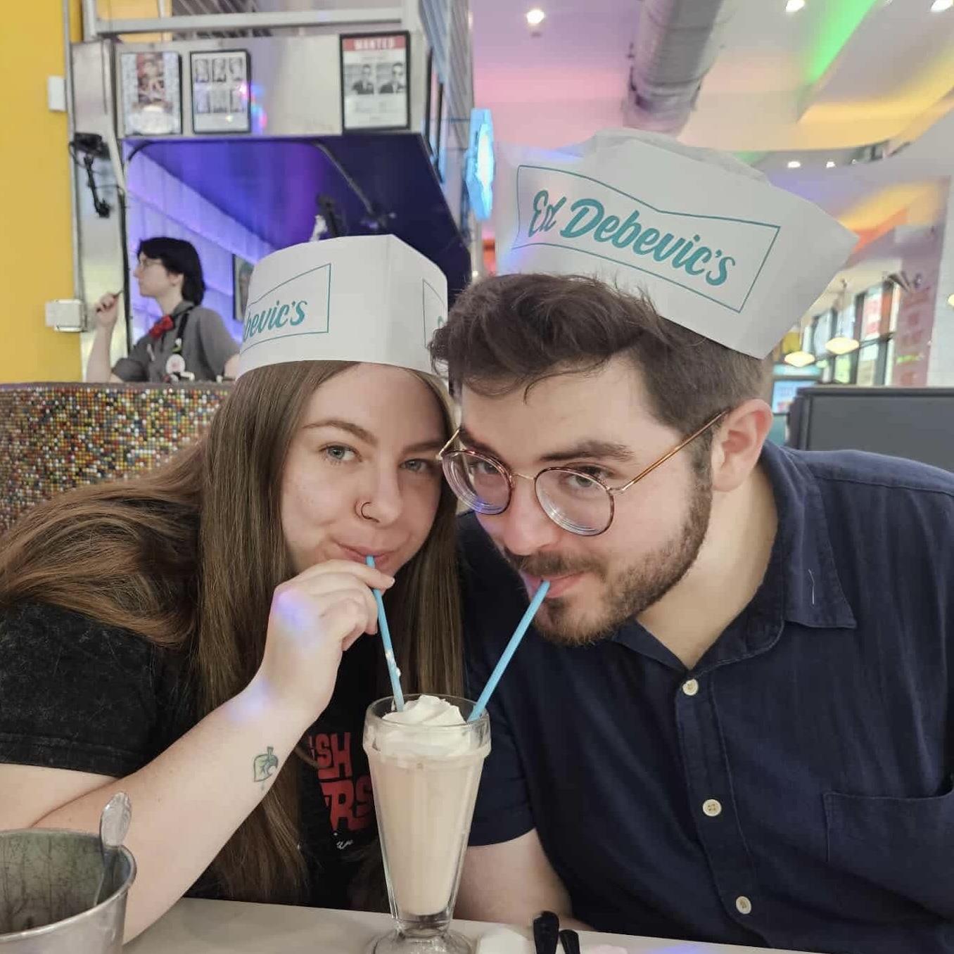 Sipping milkshakes through a straw / That's how I won my brother and sister in law / He sipped first I sipped last /
He got the most because he sipped so fast.