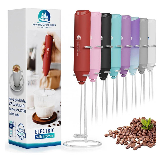 Powerful Handheld Milk Frother with Stand – Fast Foam Maker & Drink Mixer for Coffee, Latte, Matcha, and More