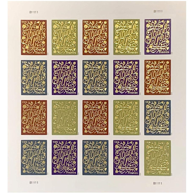 USPS Thank You (Sheet of 20) Postage Forever Stamps 2020 Scott #5519-5522