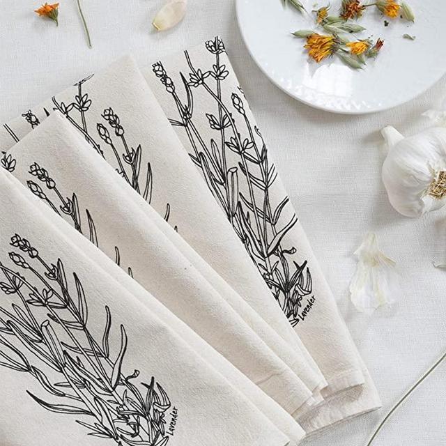 Set of 4 Organic Cotton Lavender Napkins in Black