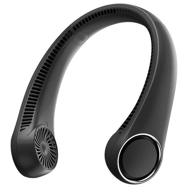 Gaiatop Portable Neck Fan, Rechargeable Hands Free Bladeless Mini Fans, 3 Speeds 72 Air Outlet, Free Adjustment Personal Cooling Wearable Neck Fan Suitable for Traveling Office Black
