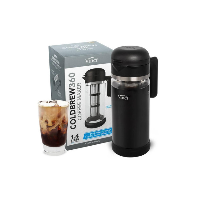 Vinci Housewares 1.4L Cold Brew 360 Coffee Maker Black
