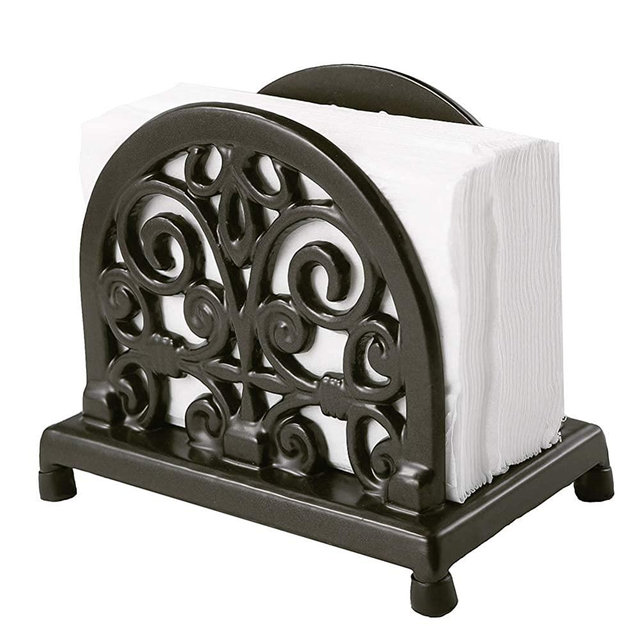 Vintage Metal Napkin Holder, Cast Iron Napkin Holder Organizer for Kitchen Restaurant Table Home Decor, Coffee Gold Color
