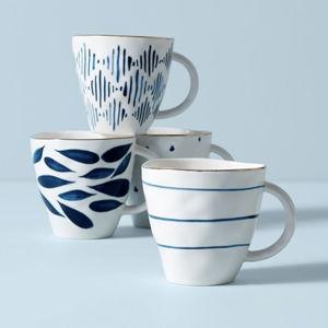 Lenox Blue Bay 4-Piece Dessert Mug Set, 2.75 LB