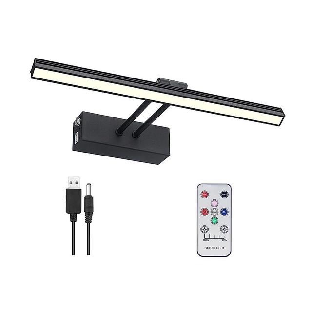 FUNCHDAY Wierelss Picture Light, 13inch Picture Light Battery Operated, Remote Control Painting Light with Timer and Dimmable, Full Metal Art Light for Display,Wall,Artwork,Portrait,Gallery (Black)
