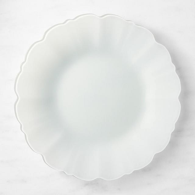 Scalloped Glass Charger, White
