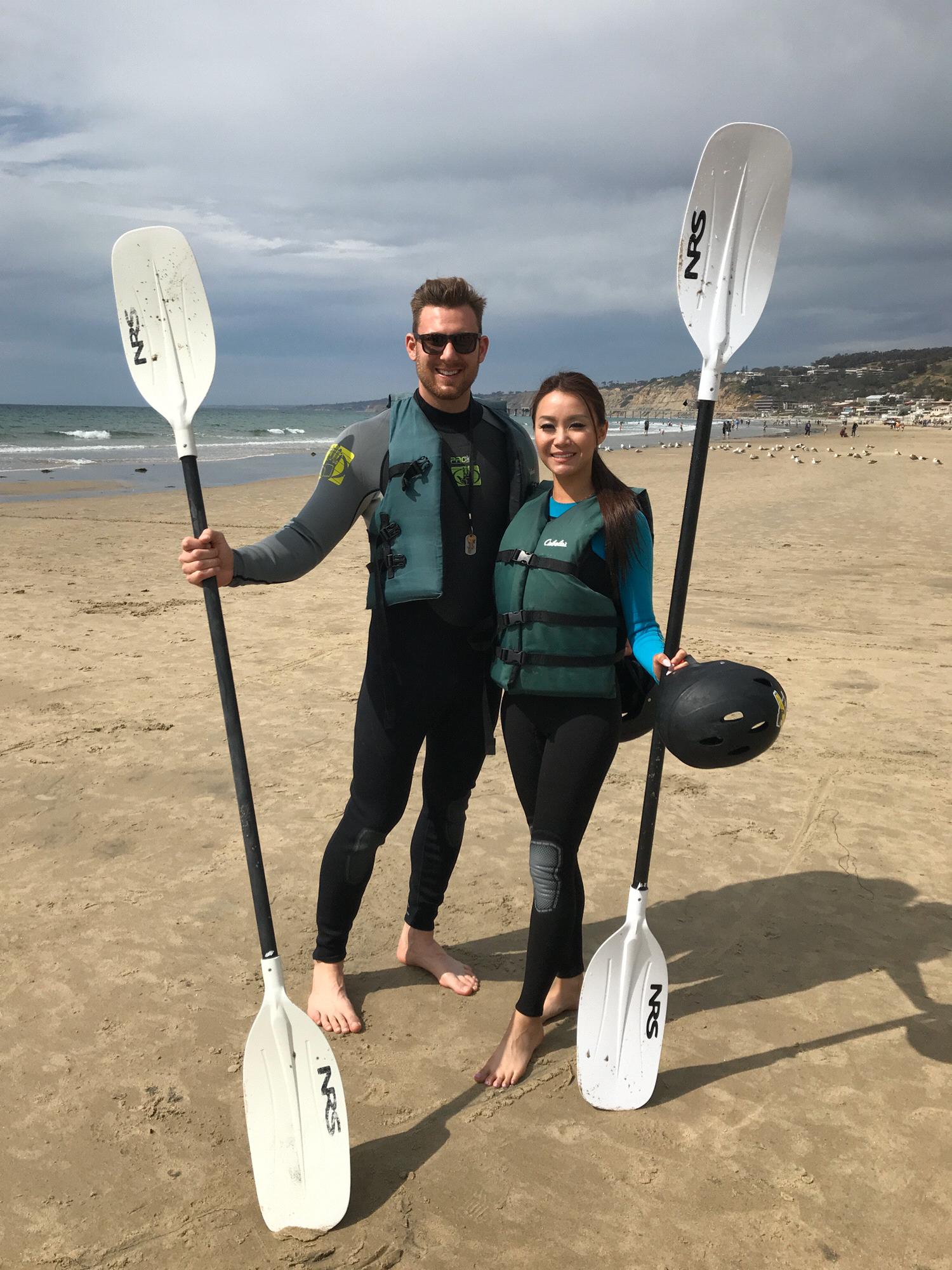 Kayaking under the caves of La Jolla