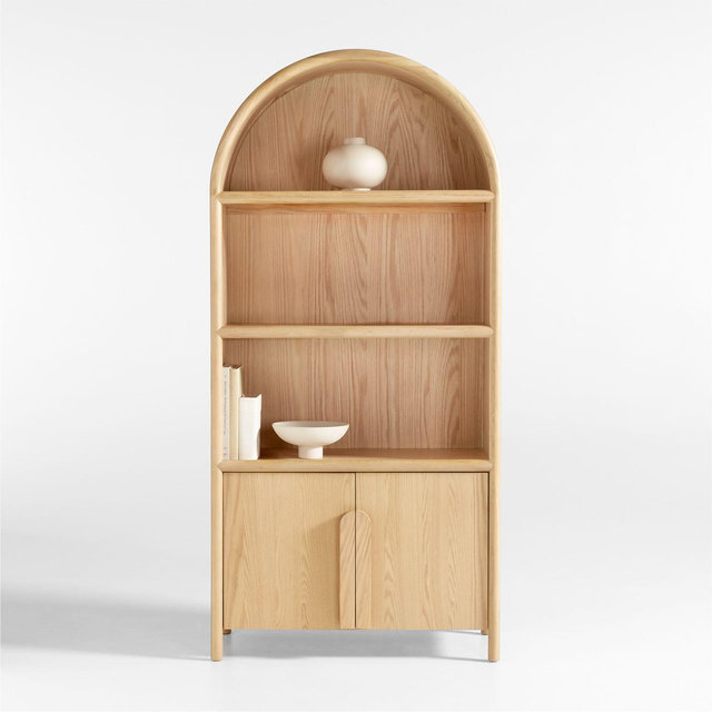 Annie 38" Natural Wood Storage Bookcase with Shelves by Leanne Ford