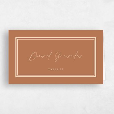 Tuscany, Orange Wedding Place Card - Micah
