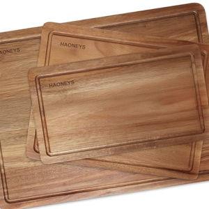 Wood Cutting Boards Set of 3 for Kitchen, Large Wooden Cutting Board with Juice Groove, Charcuterie Board, Chopping Board for Meat, Cheese, Fruits, and Vegetables (17x12, 12x10, 12x7 inch)