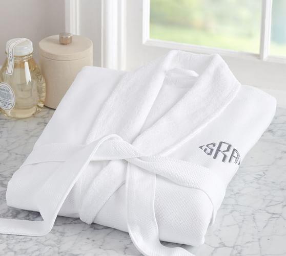 Organic Cotton Spa Robe, Medium, White