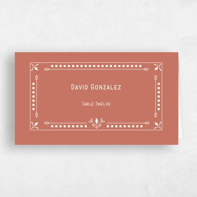 Coral, Pink Wedding Place Card - Augusta