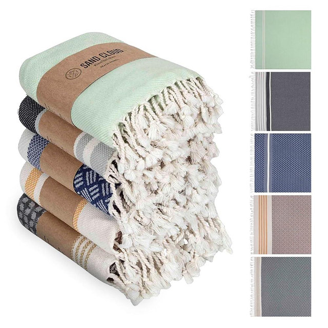 Sand Cloud Large Turkish Beach Towel - Sand Free - 100% Organic Turkish Cotton Yarn - Quick Dry Oversized Towel for Beach, Picnic, Blanket or Bath - As Seen on Shark Tank - Del Mar Bundle