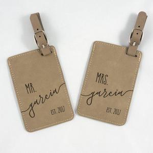 Mr and Mrs Personalized Luggage Tag - Leatherette Bag Tag - Custom Wedding Gift - His & Hers Luggage Tags - Anniversary Gift - Shower Gift
