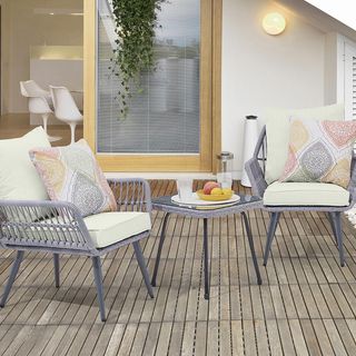 Cannes Rope Wicker 3-Piece Patio Conversation Set