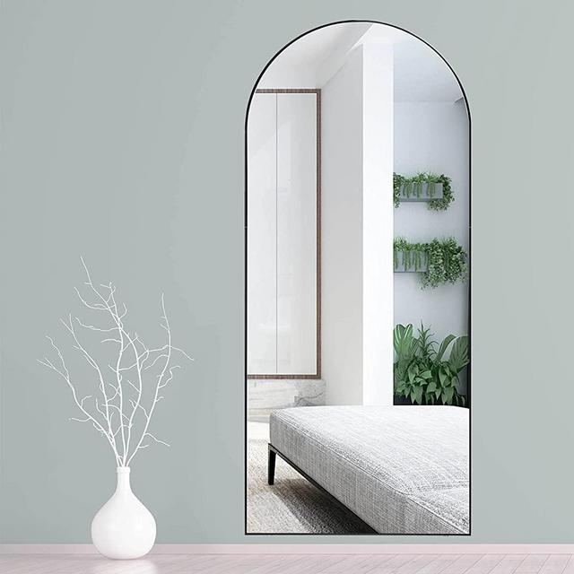 RACHMADES Full Length Mirror 65"x24", Arched Mirror, Large Mirror, Floor Mirror with Stand, Wall Mirror Standing Hanging or Leaning Against Wall for Bedroom, Sleek Arched-Top Mirror, Wall Mirror