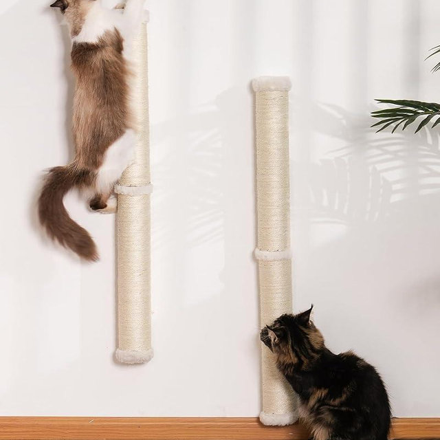 Aechonow Cat Wall Scratcher, 2-Pack, 34" Sisal Cat Scratching Post, Wall Mounted Cat Furniture for Indoor Cats