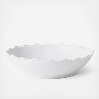 White Fluted Full Lace Serving Bowl