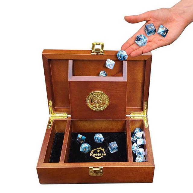 Kaejasa Dragon Treasure Box Dice Tower and Rolling Tray (9” x 6” x 3”) | Dice Rolling Tower with Velvet Bottom | Wooden DND Accessories | DND Gift with Three Compartments & a Wide Entry D&D Game