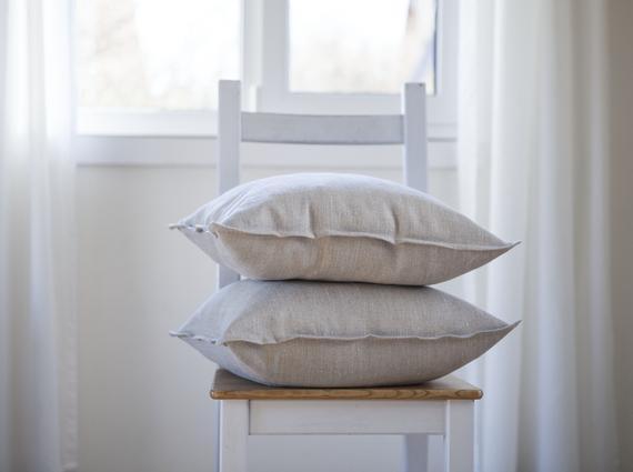 Natural linen pillow covers set of 2, 26X26 OFF WHITE