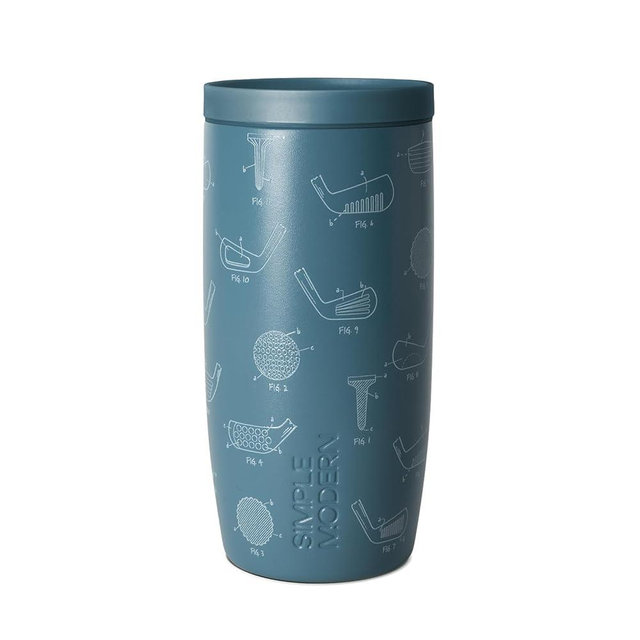 Simple Modern Father's Day Signature Voyager | 16oz Travel Coffee Mug Tumbler with 360° Lid | Gifts for Dad, Him | Ceramic-Lined Insulated Stainless Steel Cold Brew Iced Coffee Cup | Golf Schematics