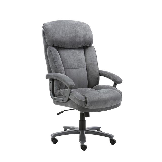CLATINA Ergonomic Big & Tall Executive Office Chair with Upholstered Swivel 400lbs High Capacity Adjustable Height Thick Padding Headrest and Armrest for Home Office BIFMA Certified Grey