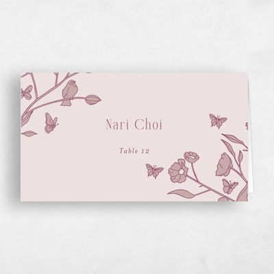 Light Mauve, Pink Wedding Place Card - Isabeau