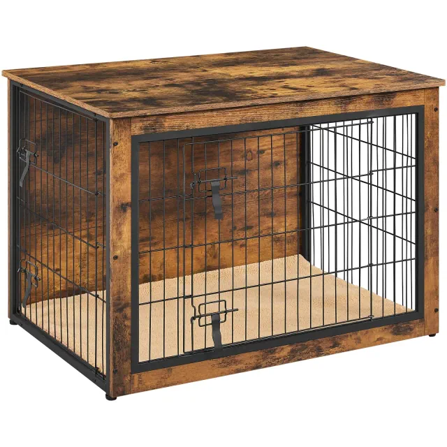 Yaheetech Industrial Multi-functional Dog Crate Wooden Dog Kennel, Rustic Brown