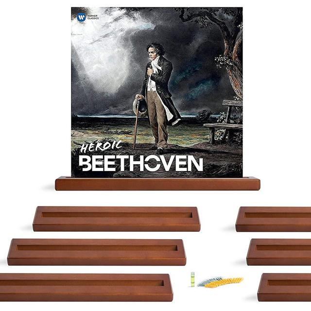 LE-BAND Record Shelves Set of 8 - Vinyl Shelf - Records Display - Record Frame Ledge - Lp Albums Storage Wall Mount - Album Holder Organizer and Stand Vintage Decor - Pine Wood (Brown)