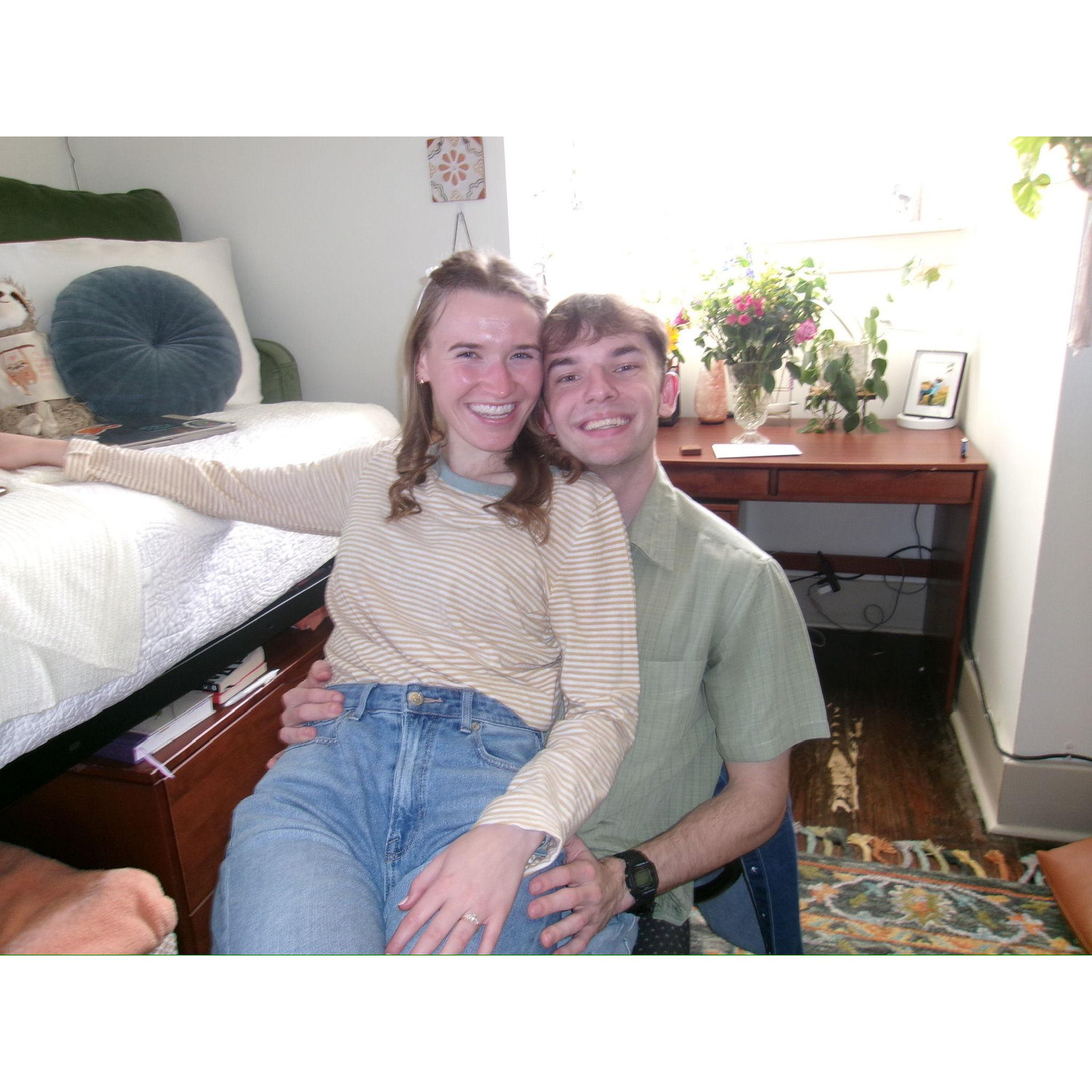 Two happy kiddos post-engagement in Emily Cottage, one of Kaylee's favorite places on Earth.