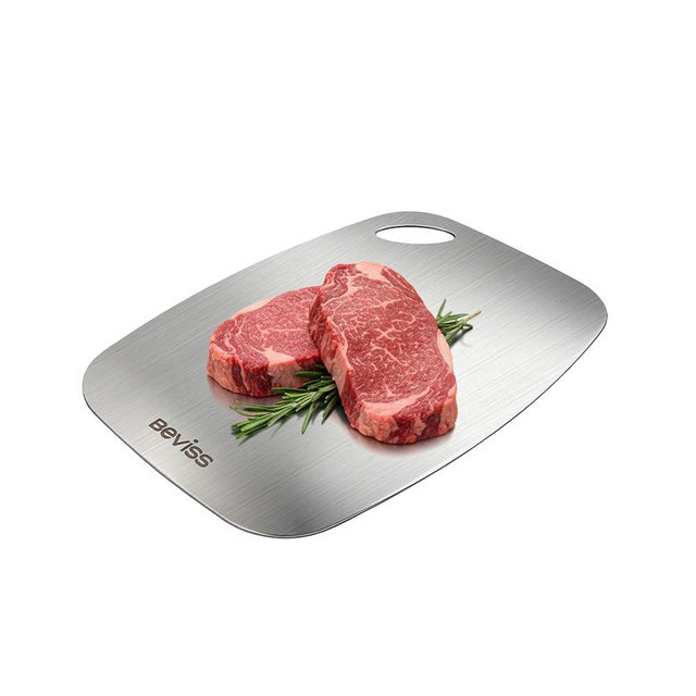 Beviss Cutting Board, 100% Pure 18/8 Stainless Steel Cutting Board Double Sided, 11.45" x 8.15" Chopping Board for Kitchen, Dishwasher Safe Chopping Board for Meat, Vegetables or Fruit