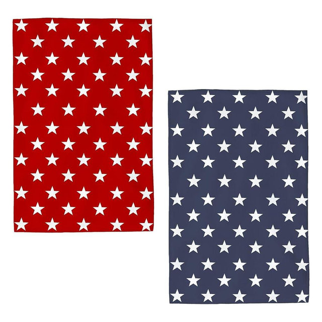 DAFENA 4th of July Kitchen Towels 16x24 Inch Navy Blue Red Patriotic Stars Decor Dish Towels American Independence Day Decoration Hand Towels Absorbent Dish Cloths for Home Kitchen Dining Set of 2