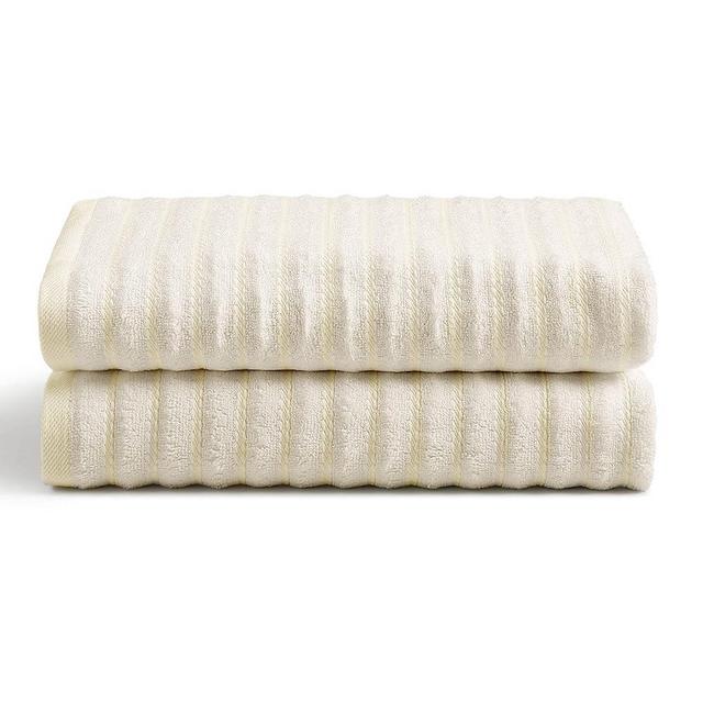 Cosy House Collection Luxury Rayon Derived from Bamboo Blend 2-Pack Towel Set - Ultra Soft, Absorbent and Quick Drying - Plush Cotton Hotel Spa Quality - 27" x 54" (Bath Towel, Ivory)