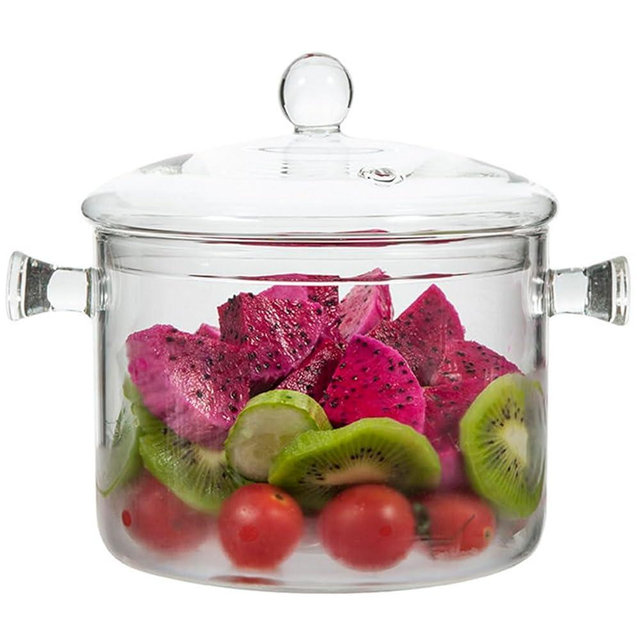 NVLIKNA Glass Cooking Pots,1.9L/64OZ Heat-Resistant Borosilicate Glass Saucepan with Cover,Pots for Cooking on Stove Simmer Pot for Stovetop Potpourri, Ideal for Pasta, Soup, Milk