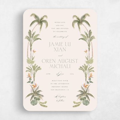 Beige Rounded Wedding Invitation - Somrig Portrait