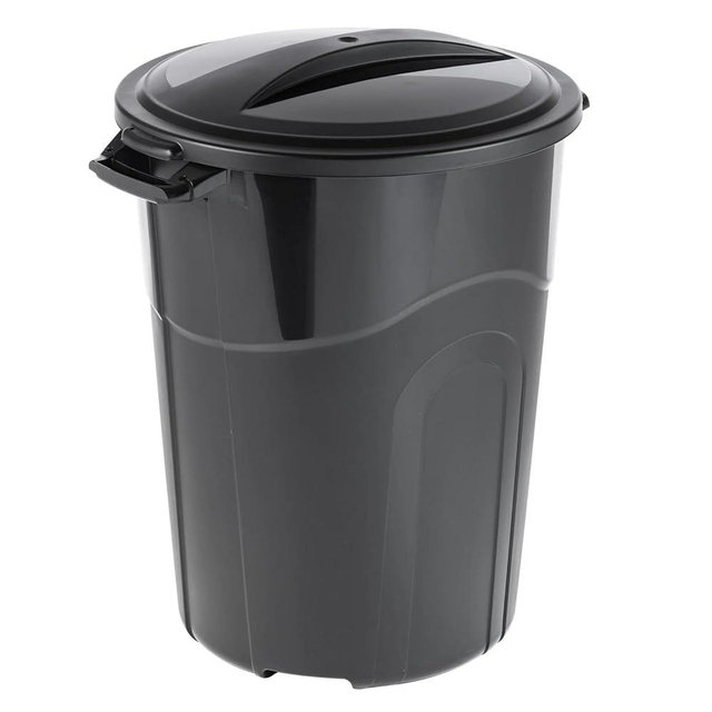 32 Gallon Trash Can with Locking Lid, Heavy-Duty Outdoor Garbage Can, Injection Molded Plastic Bin for Garage, Patio, Yard Waste, 30-35 Gallon Bag Compatible, Click Lock Design, Sturdy Handles