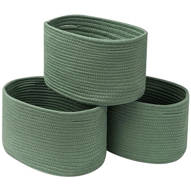 CubesLand Cube Shelf Storage Basket Bins for Shelves Closet Toy Storage,Woven Rope Baskets for Organizing,Decor Basket for Living Room,Bedroom Storage,Perfect for Pet Toy&Food Organization, 3Packs Green