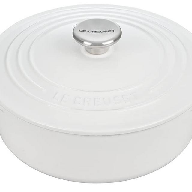 Le Creuset Enameled Cast Iron Classic Shallow Round Oven, 2.75 Quart, White