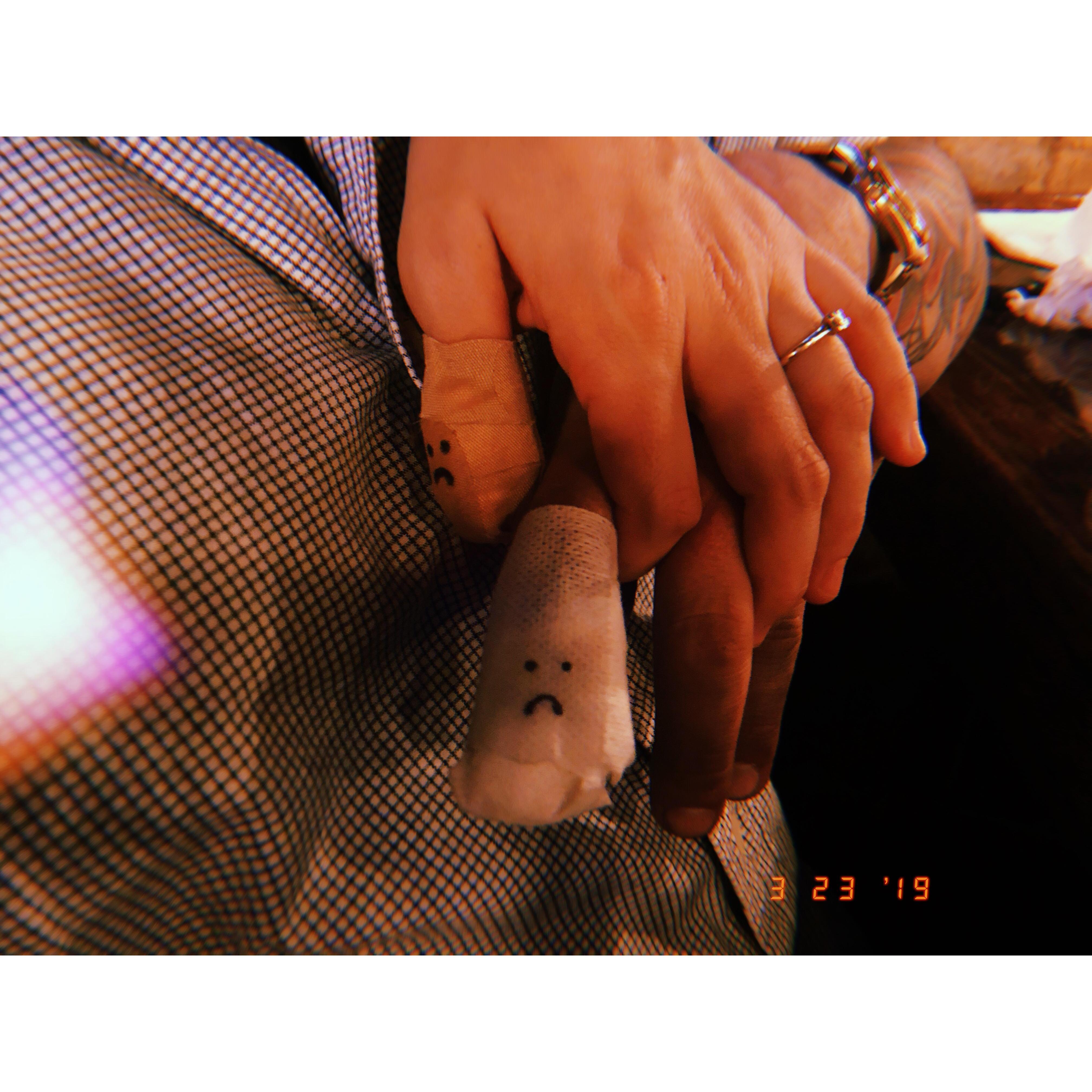 3.23.19. we both cut our left hands:)