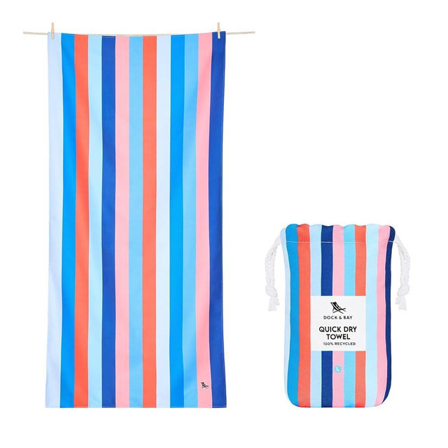 Dock & Bay Beach Towel - Quick Dry, Sand Free - Compact, Lightweight - 100% Recycled - Includes Bag - Ocean Pavilion - Extra Large (200x90cm, 78x35)