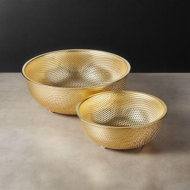 2-Piece Brushed Gold Colander Set