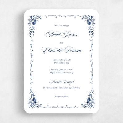 Blue Rounded Wedding Invitation - Pontus Portrait