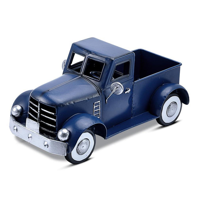 Addbliss Farmhouse Blue Truck Tabletop Decor, Vintage Car Trucks Decorations for Indoor and Outdoor, Farm Pick-up Shelf Decors, Decorative Desktop Storage