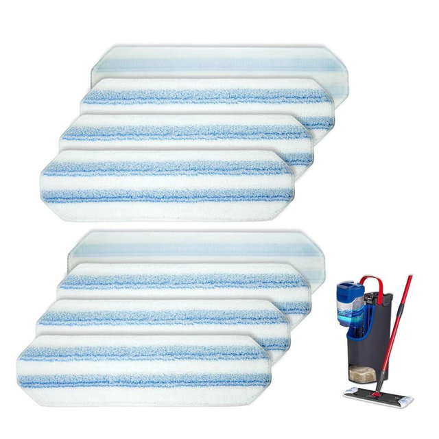 8 Pack Replacement Pads for Vileda H2prO/ O-Cedar H2prO Flat Mop System, Microfiber Mop Pads, Machine Washable/ Reusable, Powerful Stain Removal, for Hardwood, Tile, Vinyl, Marble, Bamboo, Baseboards.