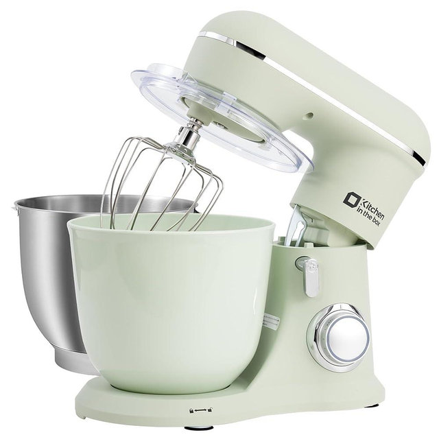 Kitchen in the box Stand Mixer, 4.5QT+5QT Two bowls Electric Kitchen Mixer, 10 Speeds Matte Mixer for Daily Use with Egg Whisk,Dough Hook,Flat Beater (Pastel Green)